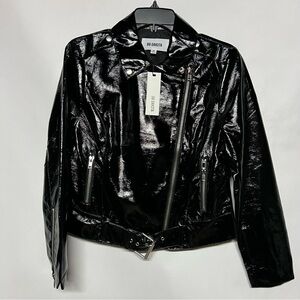 BB Dakota Shiny Black Leather Jacket